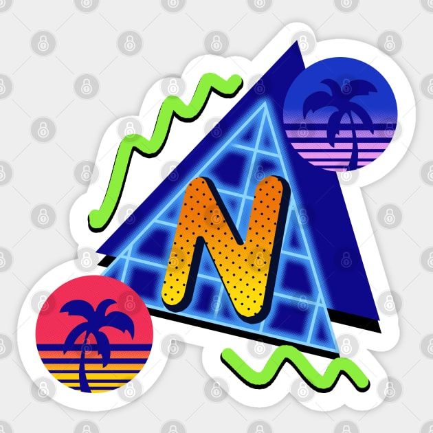 initial Letter N - 80s Synth Sticker by VixenwithStripes